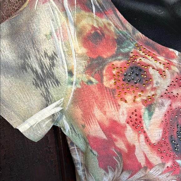 Vintage Y2K Romantic All Over Graphic Print Tee Fairy Top Leopard Boho Floral - Picture 3 of 7